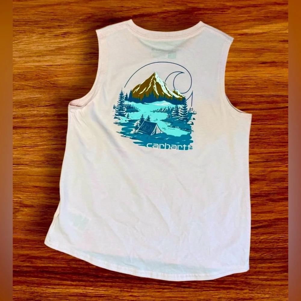 NWT YOUTH SLEEVELESS CAMPING T-SHIRT - POTPOURRI SZ 6